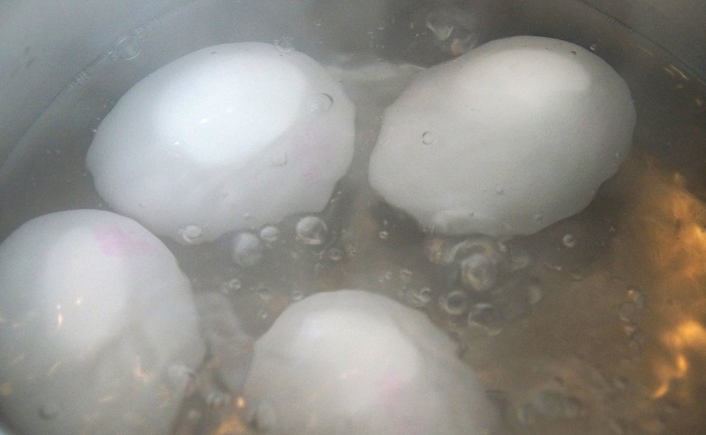 Put the eggs in boiling water